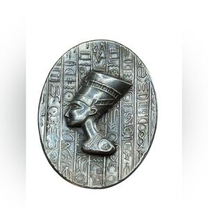 Antique 925 sterling silver Egyptian head with hieroglyphics brooch & pendant